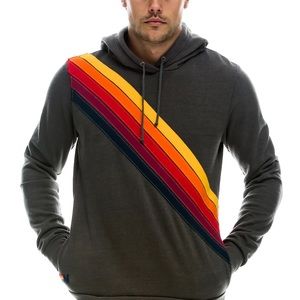 Cross stripe pullover hoodie - vintage charcoal